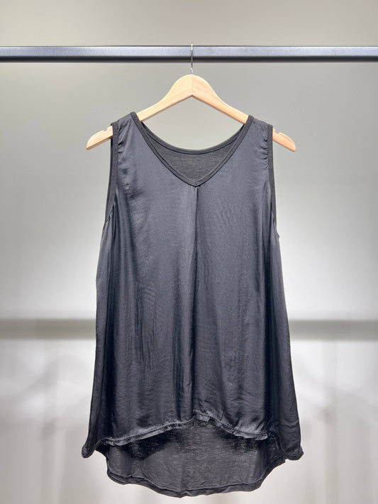 Vrouwelijke mouwloze Top V-hals Satijn 100% Viscose