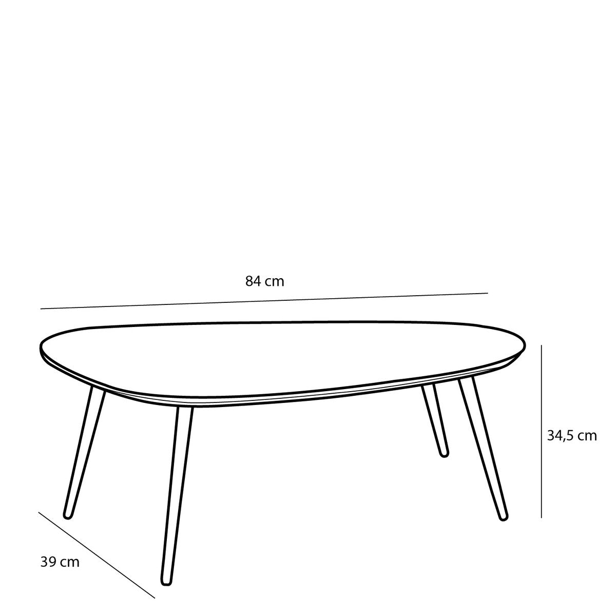 Jailey Bijzettafel - Set van 2 - L84 x B39 x H39 cm - Zwart