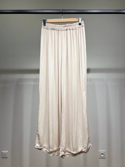 Veelzijdig te combineren wijde Broek met Elastische Taille 100% Viscose