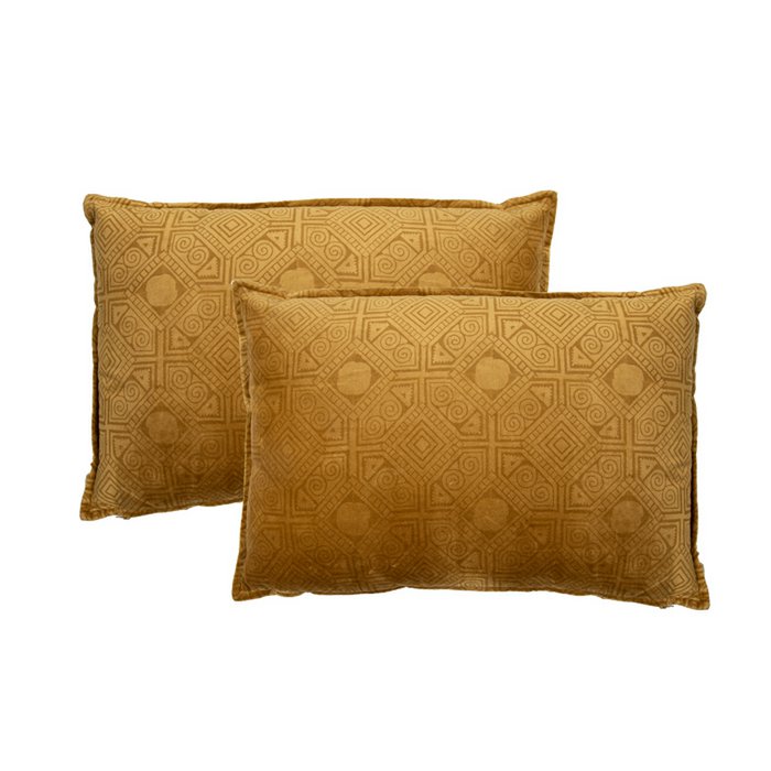 Fluwelen kussen Donna mosterd 60x40