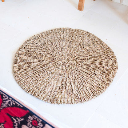 Zeegras vloerkleed rond 2 maten 100/120 cm – vloerkleed in bohostijl – LOKA