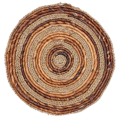 Placemat (set van 4 of 6) MATARAM | Boho Ronde Tafelmat gemaakt van Bananenvezel & Zeegras 38 cm