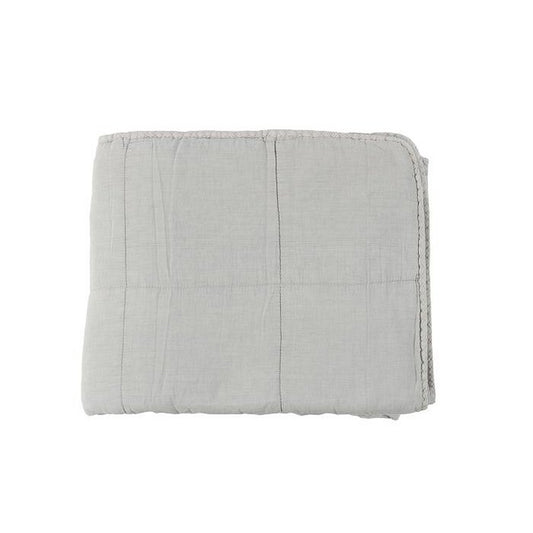 Doorgestikte Katoenen Plaid Charlotte oud blauw 130x170