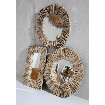 De Driftwood Framed Spiegel - Naturel - M