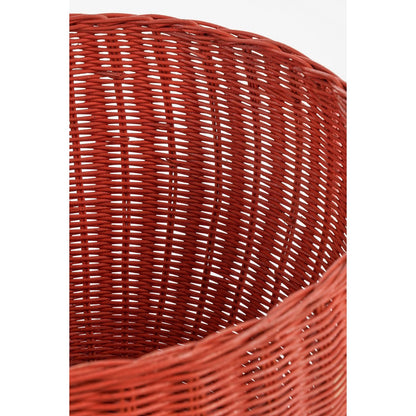 Opbergmand met Deksel - Set van 2 - H48 x Ø30 cm - Rotan - Rood
