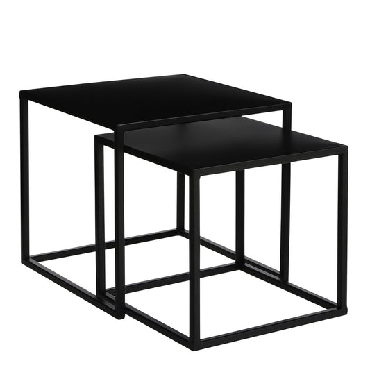 Goa Bijzettafel - Set van 2 - Metaal - Zwart