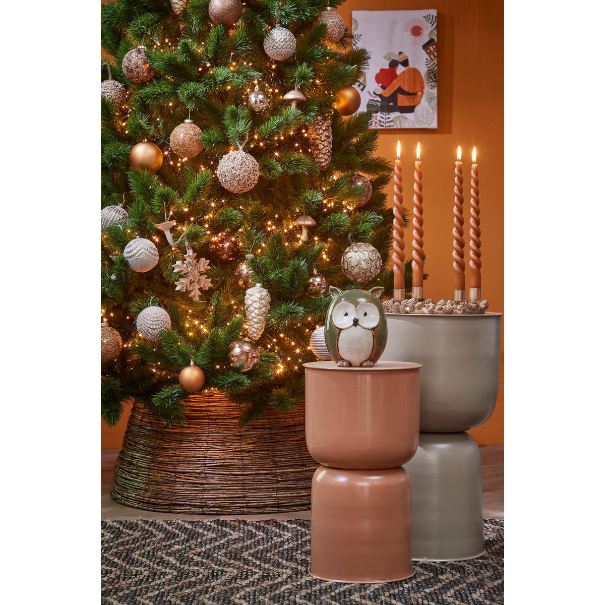 Kerstboommand - H21 x Ø50 cm - Wilgentakken - Bruin