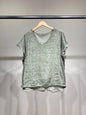 Trendy T-shirt met Korte Mouwen en Gemêleerde Zoom 100% Linnen
