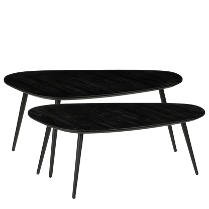 Jailey Bijzettafel - Set van 2 - L84 x B39 x H39 cm - Zwart