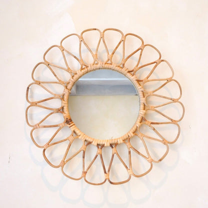 Kleine rotan spiegel 38 cm handgemaakte Boho wandspiege DAAU