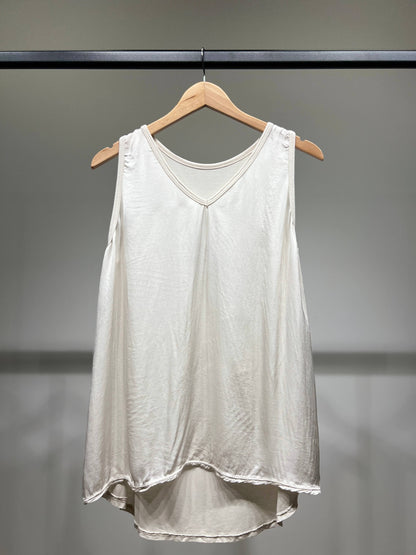 Vrouwelijke mouwloze Top V-hals Satijn 100% Viscose