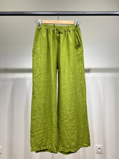 Tijdloze wijde Broek met Elastische Tailleband en Koord 100% Linnen