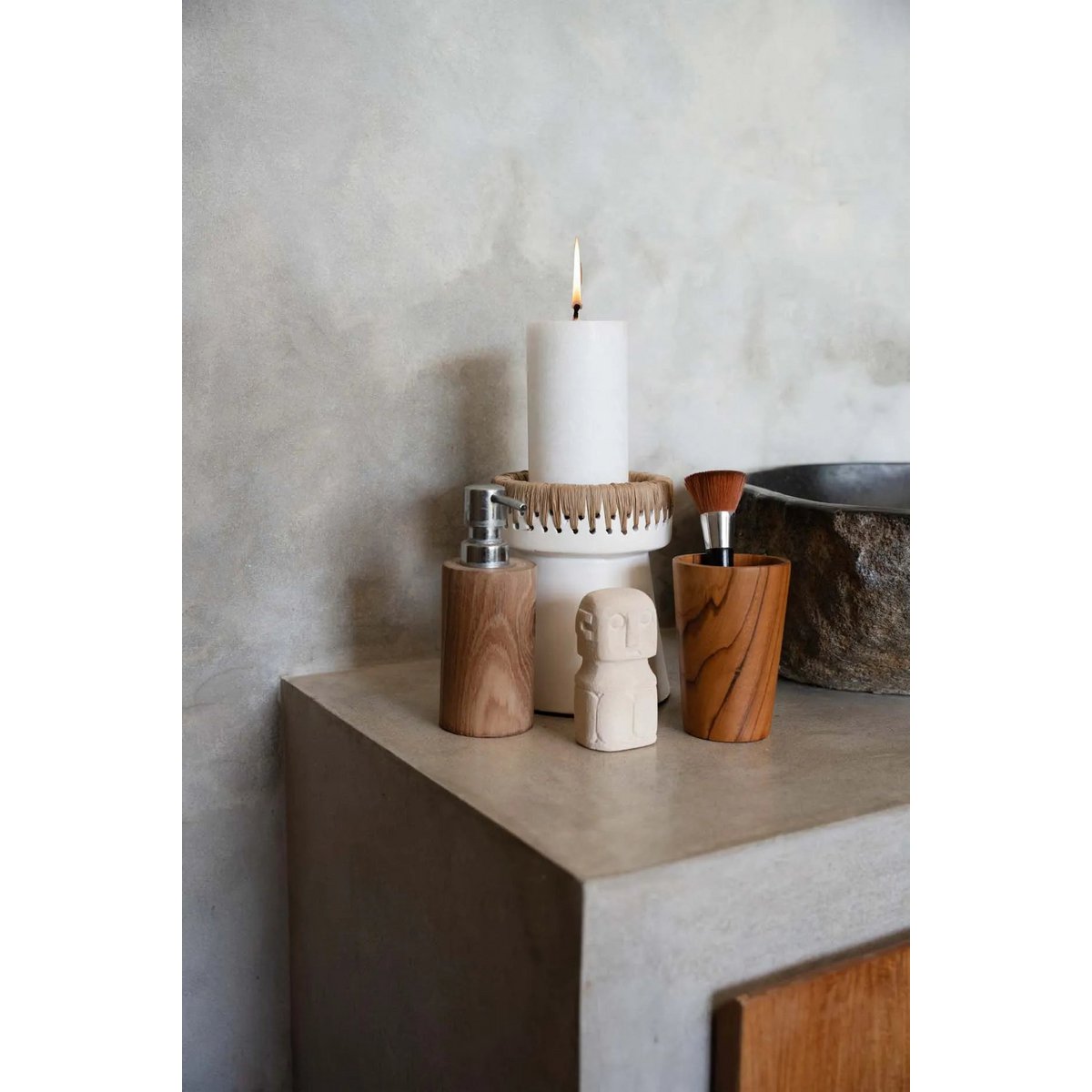 De Mooie Kaarsenhouder - Wit Naturel - M