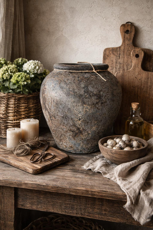 Rustieke aardewerken pot / vaas bruin