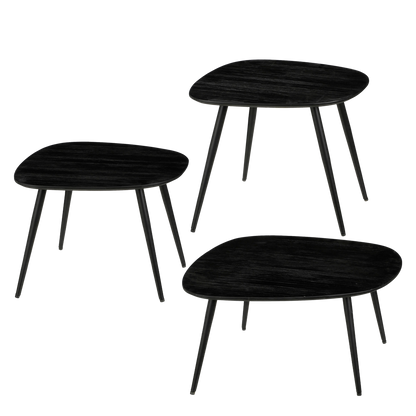 Jailey Bijzettafel - Set van 3 -Zwart