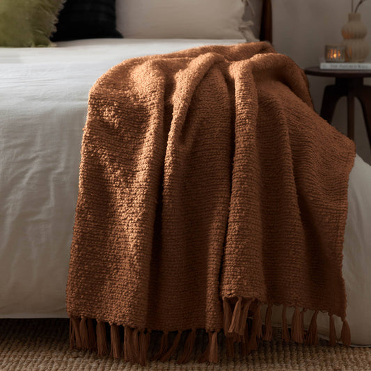 Candar Boucle-plaid met textuur, gember
