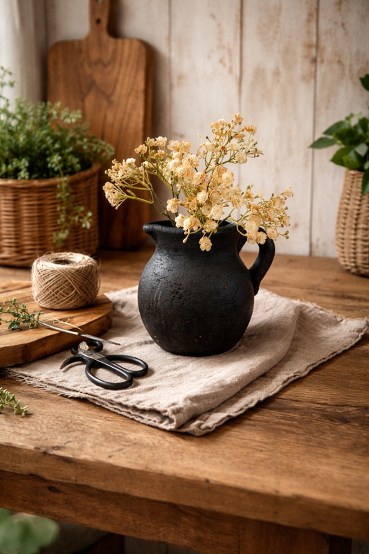 Zwarte landelijke vaas/kan