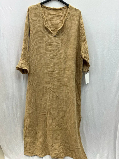 Boho Tunische Kraag Jurk van Katoenen Gaas