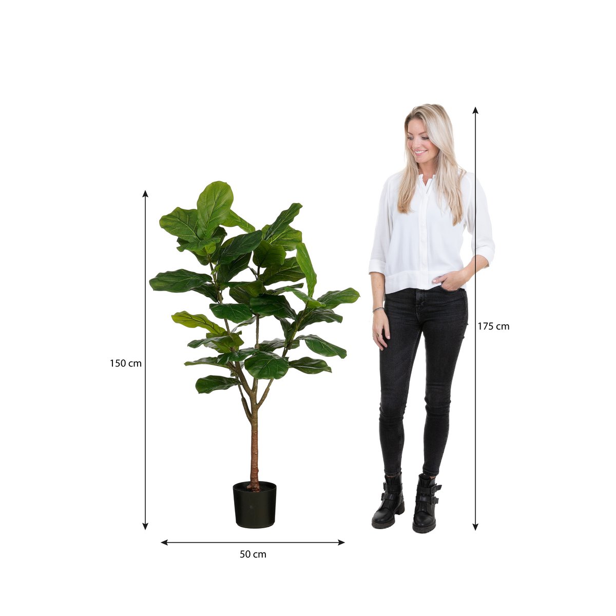 Ficus Lyrata Kunstplant in Pot - H150 x Ø50 cm - Groen