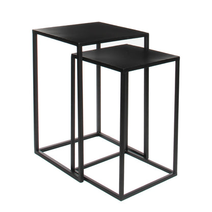 Goa Bijzettafel - Set van 2 - L35 x B35 x H55 cm - Metaal - Zwart