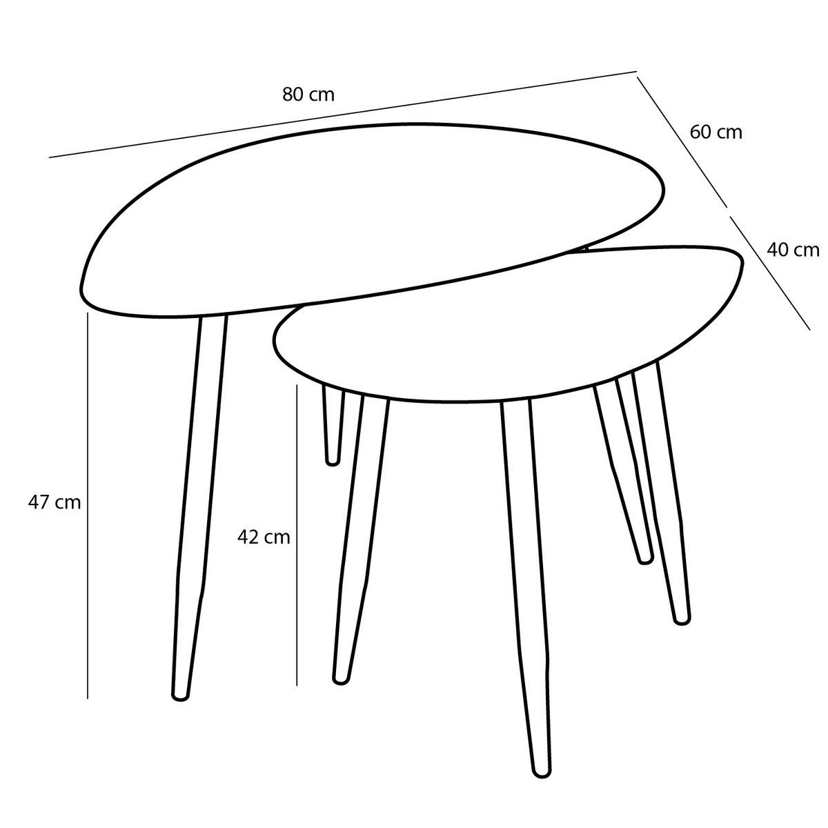 Bijzettafel - Set van 2 - Metaal - Zwart