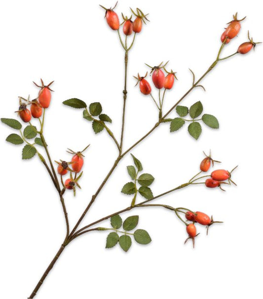 Kunstbloem-Zijden Bloem-Kunsttak Rozenbottel Tak Oranje 67 cm