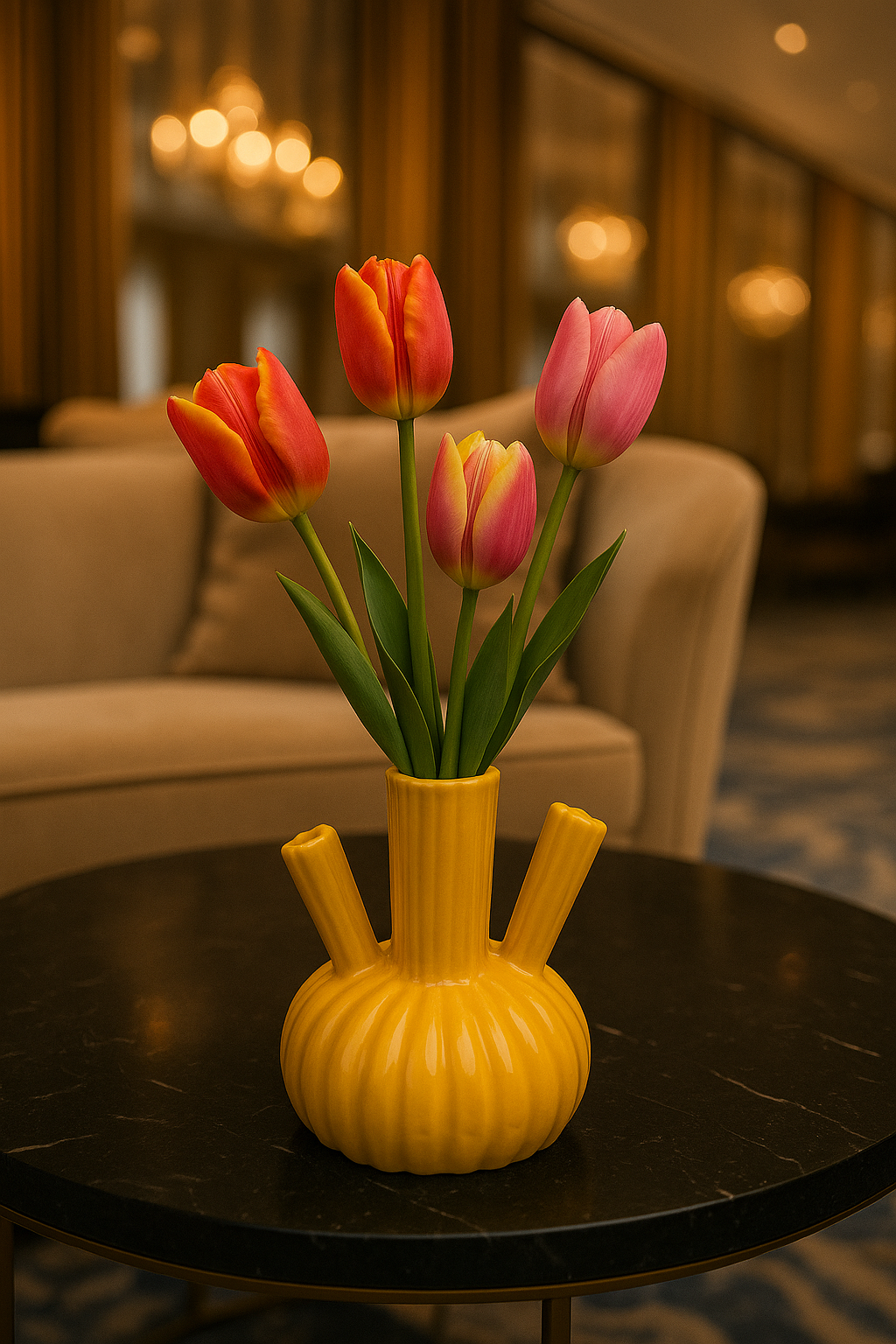 Felipe Tulpenvaas - H27 x Ø20 cm - Keramiek - Geel