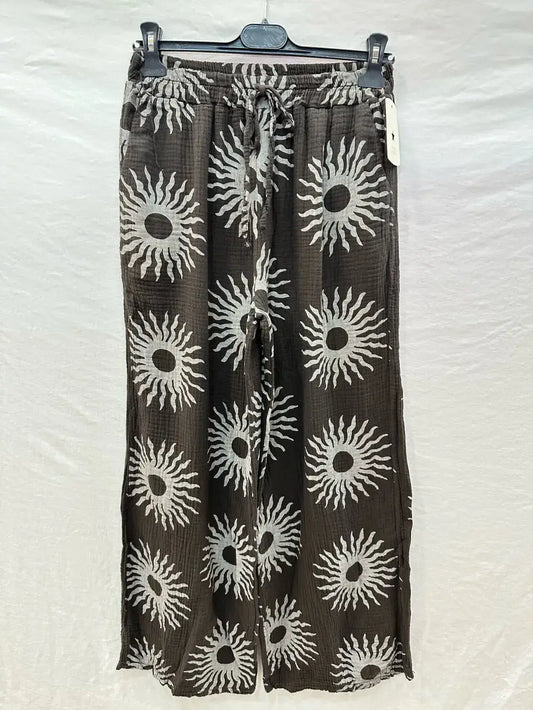 Boho Broek van Katoen Gaas met Zonprint