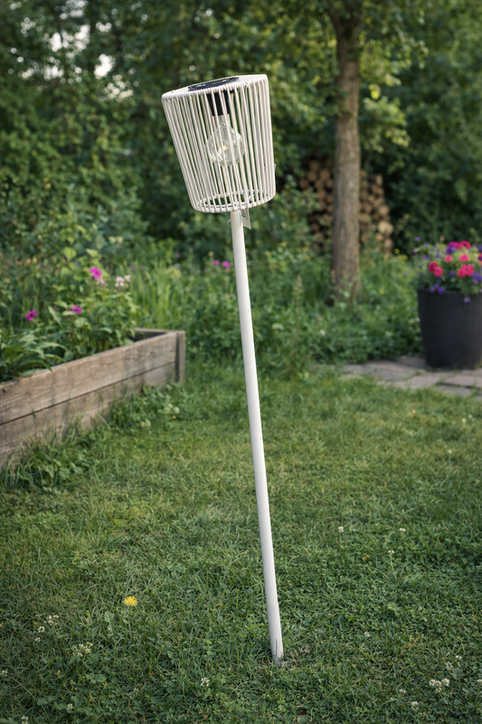 Solar lamp op steel in wit