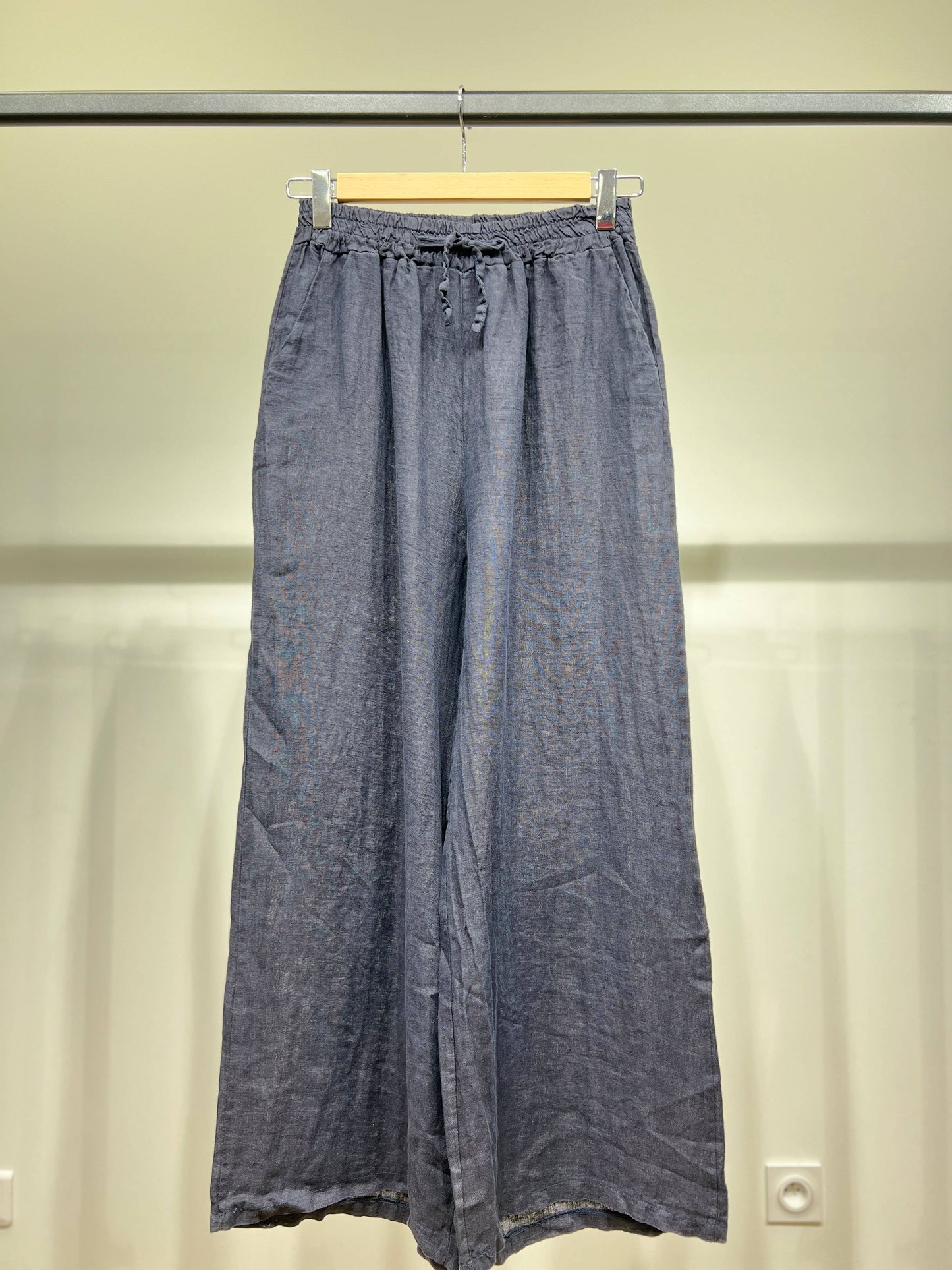 Tijdloze wijde Broek met Elastische Tailleband en Koord 100% Linnen
