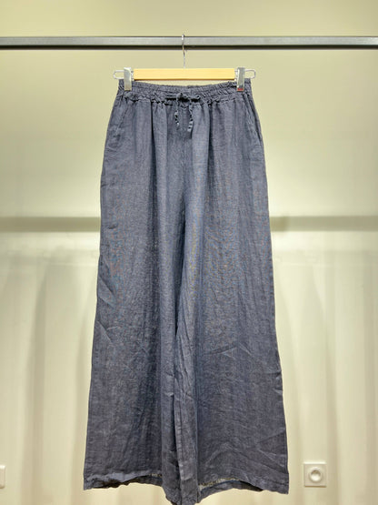 Tijdloze wijde Broek met Elastische Tailleband en Koord 100% Linnen