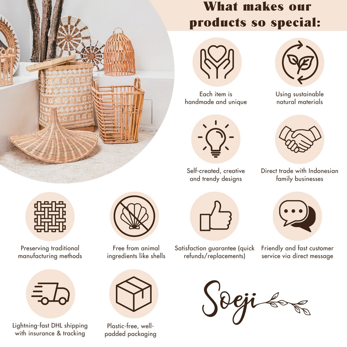 Handgeweven tas gemaakt van zeegras salara (2 maten)