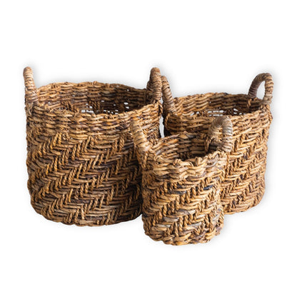 Boho rond geweven opslagmand (3 maten Ø 25/32/38 cm) Rinjani