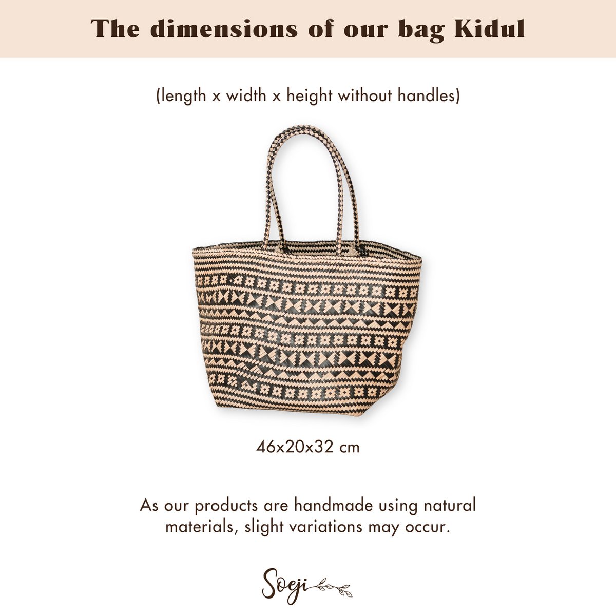 Boho Tote Bag – Zeegras Zomertas KIDUL (zwart)