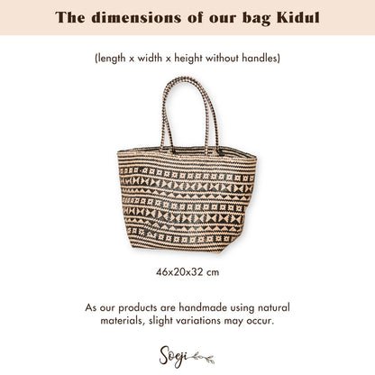 Boho Tote Bag – Zeegras Zomertas KIDUL (zwart)