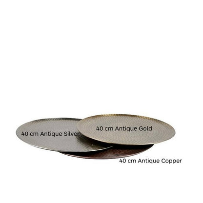 Rond Dienblad antiek goud 40 cm