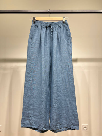 Tijdloze wijde Broek met Elastische Tailleband en Koord 100% Linnen