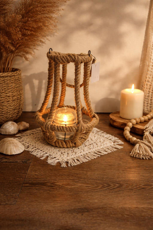 Jute Lantaarn voor Kaars – Natuurlijke Sfeermaker