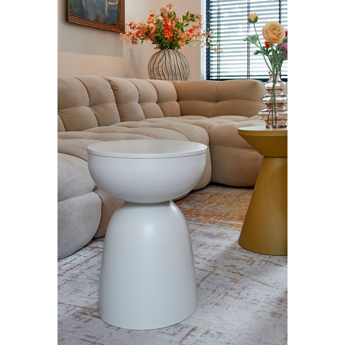 Elliot Bijzettafel - H45 x Ø32 cm - IJzer - Off-white