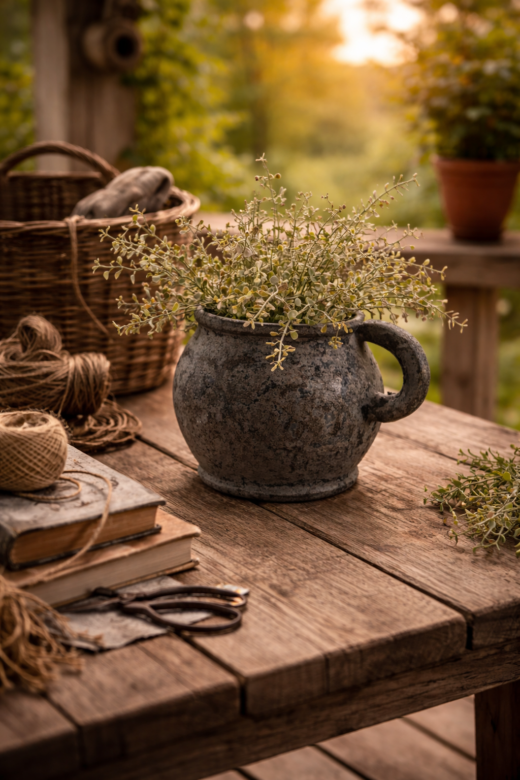 Donker grijze pot/vaas met oor