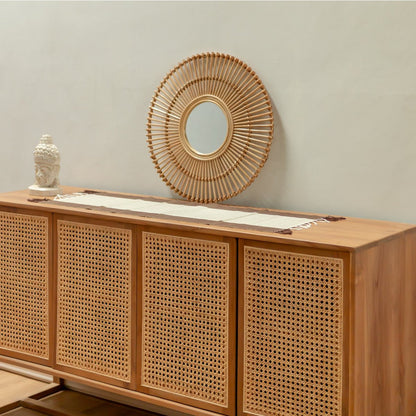 Ronde Rotan WandSpiegel BUMI (58 cm)