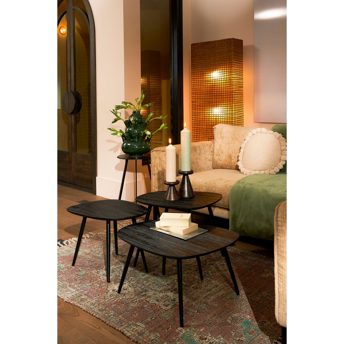 Jailey Bijzettafel - Set van 3 -Zwart