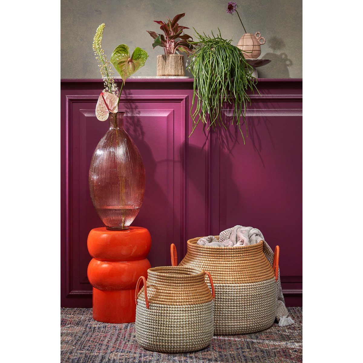 Vendi Bijzettafel - H44 x Ø32 cm - Keramiek - Oranje