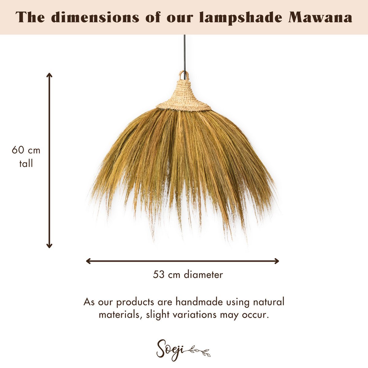 Grote lampenkap van zeegras MAWANA (Ø 53 cm)