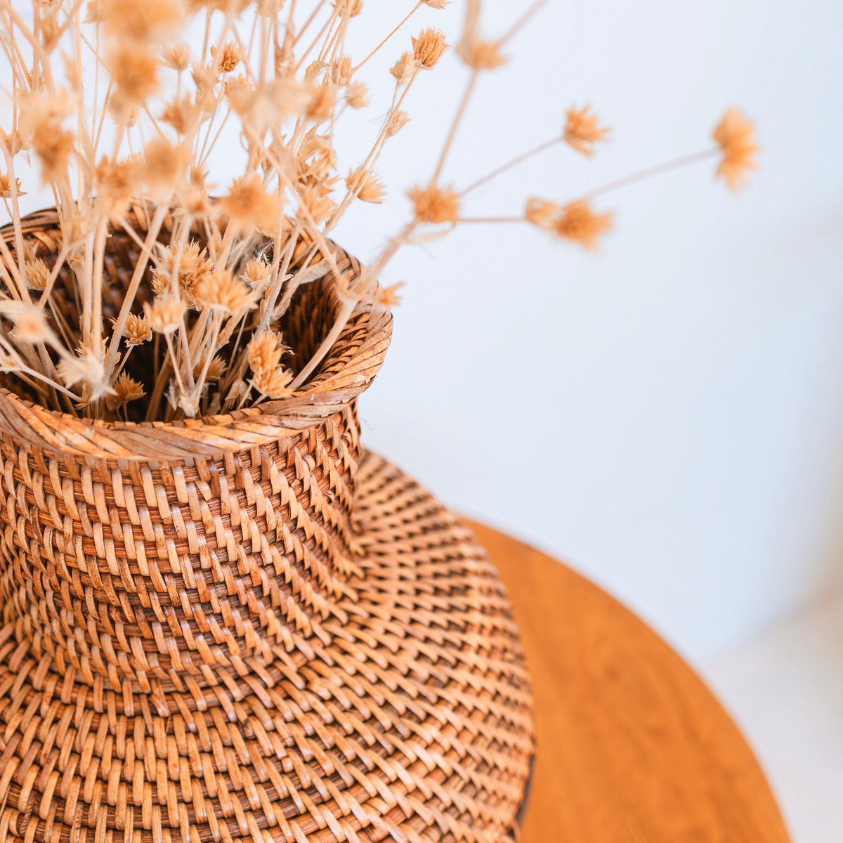 Rotan vaas – houten vaas  (Ø 22 cm) KAMARI bruin