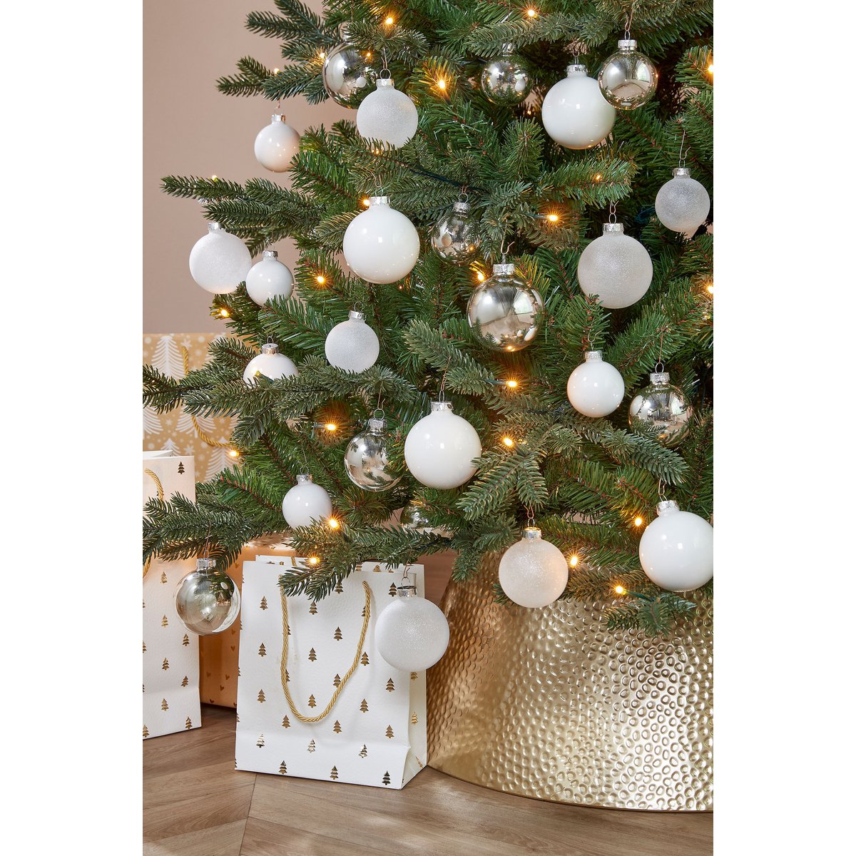 Kerstballen Set - 42 Stuks - Ø7 cm - Glas - Wit