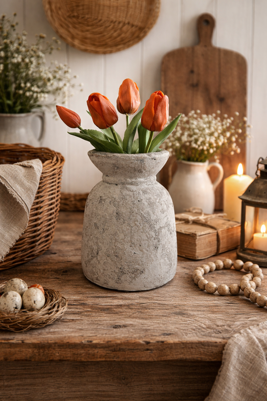 Lichte grijze landelijke vaas