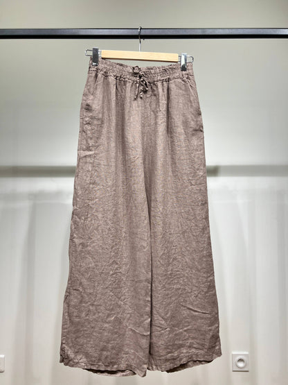 Tijdloze wijde Broek met Elastische Tailleband en Koord 100% Linnen