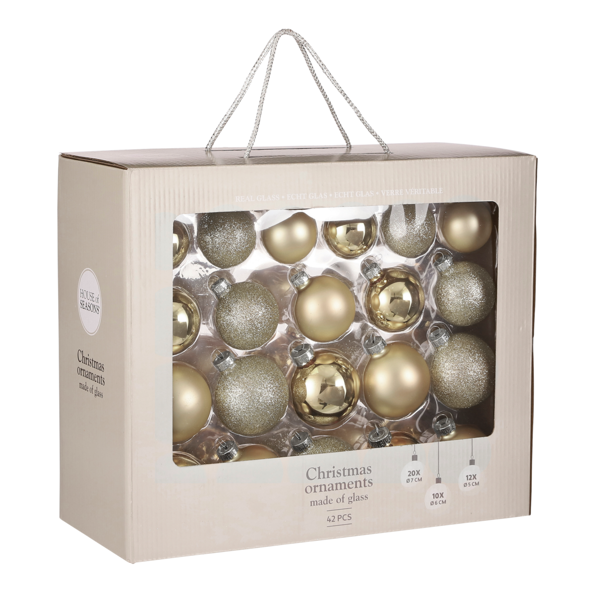 Kerstballen Set - 42 Stuks - Ø7 cm - Glas - Champagne