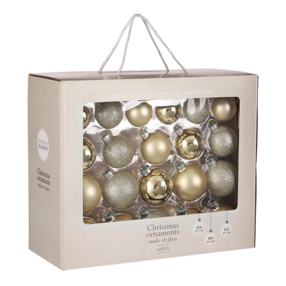 Kerstballen Set - 42 Stuks - Ø7 cm - Glas - Champagne